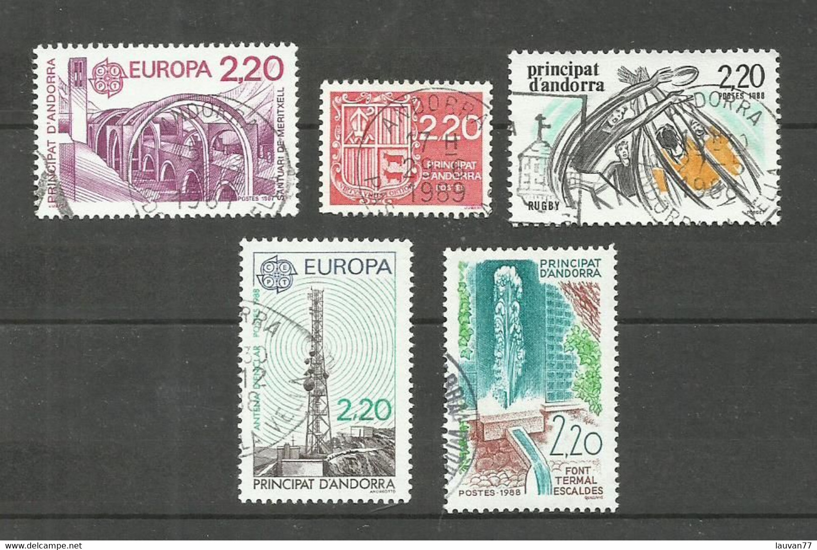 Andorre Français N°358, 366, 368, 369, 371 Cote 4.10€ - Used Stamps