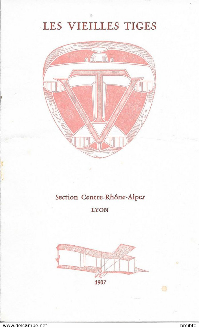 Thème Aviation - Menu De L'Assemblée Générale Du 21 Octobre 1973 LES VIEILLES TIGES Section Centre-Rhône-Alpes LYON - Menus