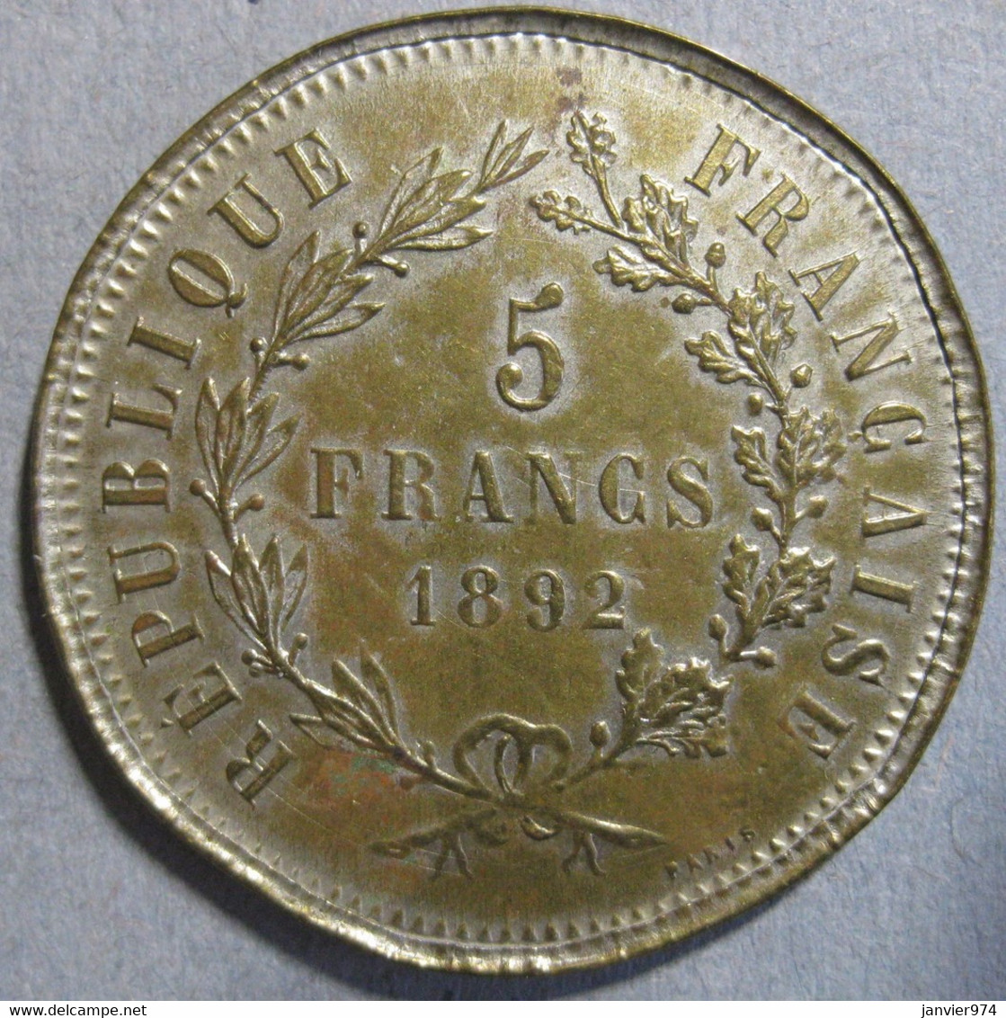 Jeton Bordel à L'effigie Du 5 Francs Hercule 1892 , En Laiton Fourré - Brothel Tokens