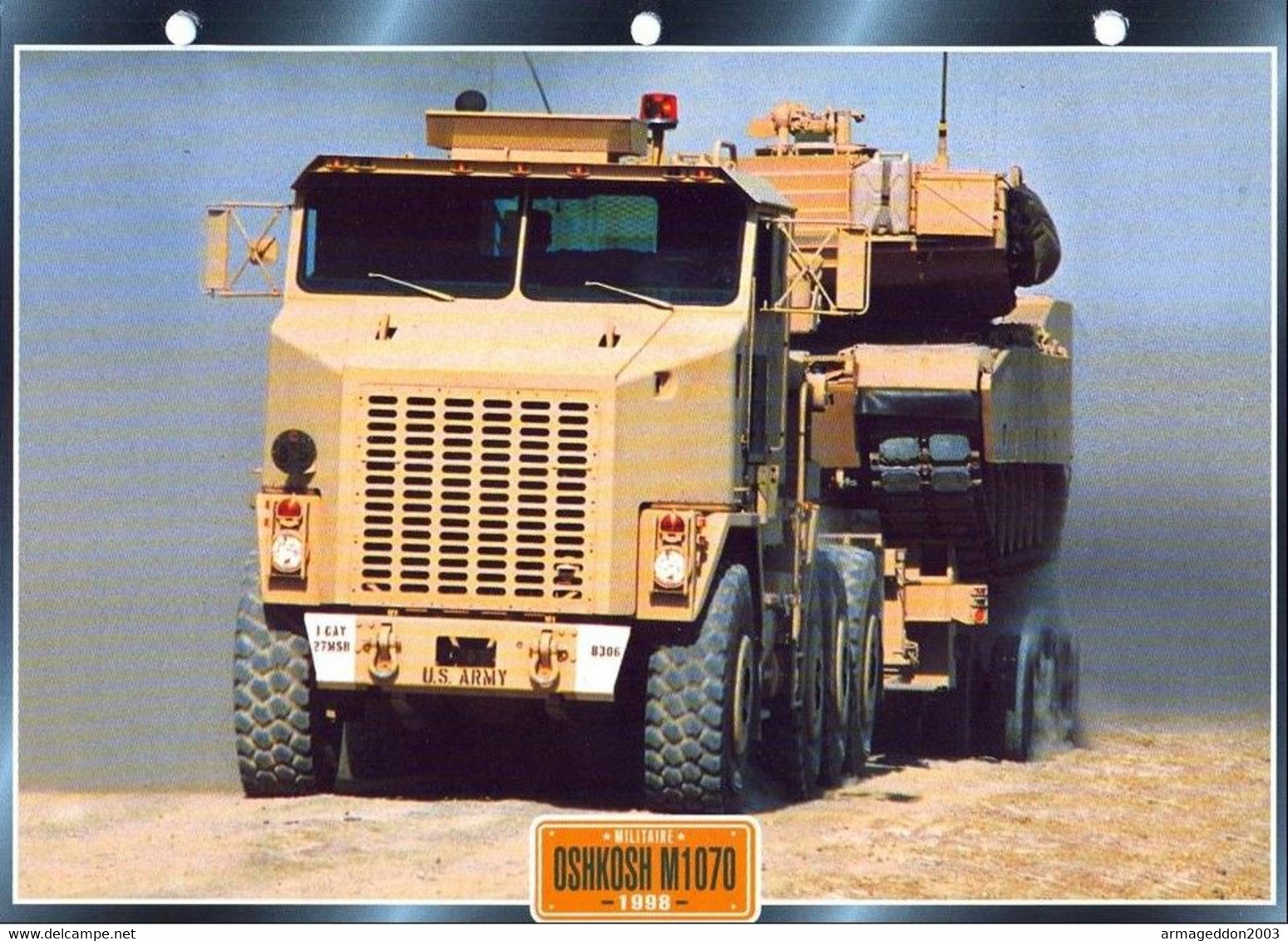 C2/ FICHE CARTONNE CAMION MILITAIRE US 1998 OSHKOSH M1070 - Camion