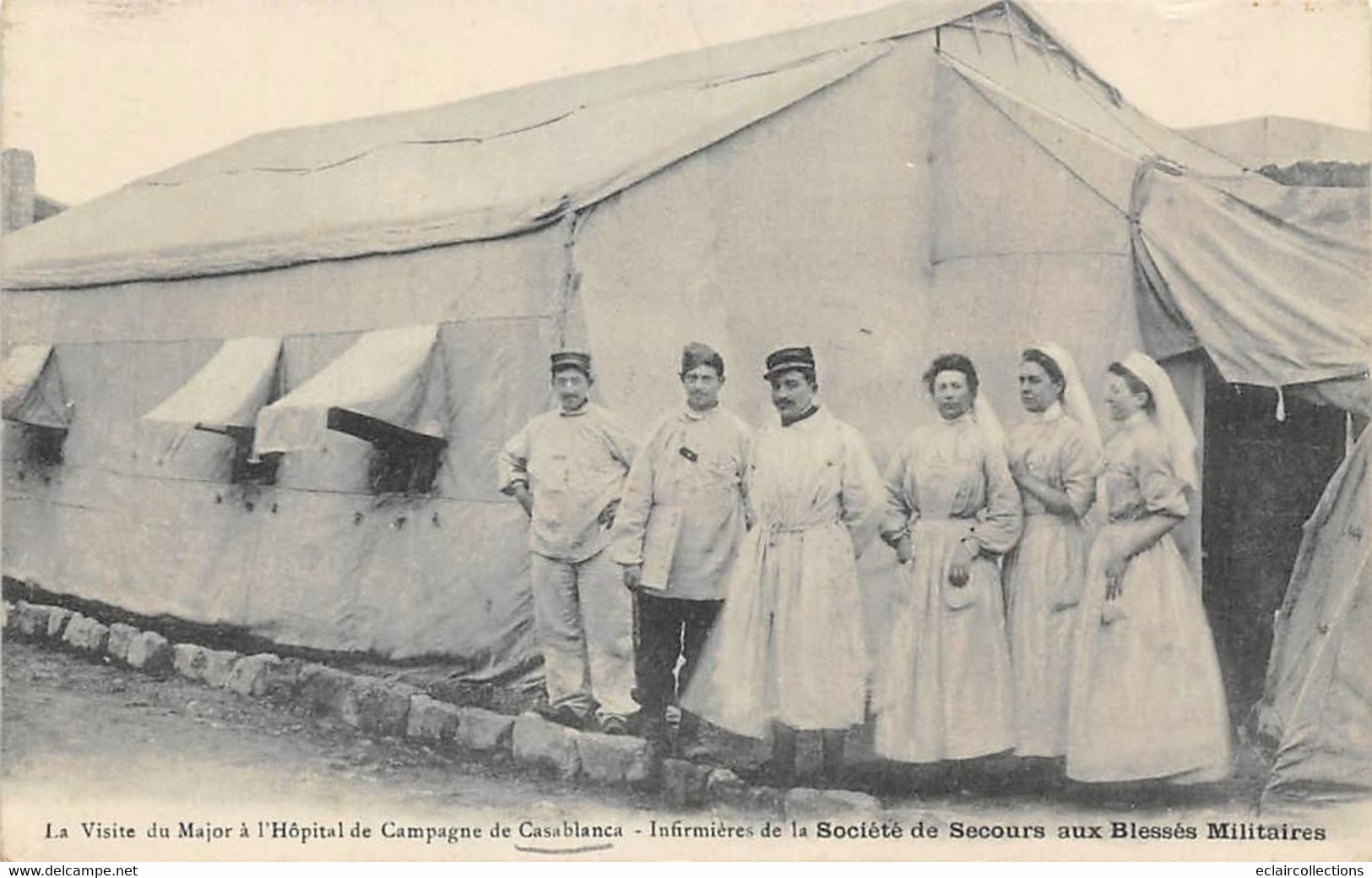 Thème       Croix Rouge;  Infirmières  Et Blessés. Hôpital Militaire Casablanca  Maroc   - 2 - (voir Scan) - Croix-Rouge