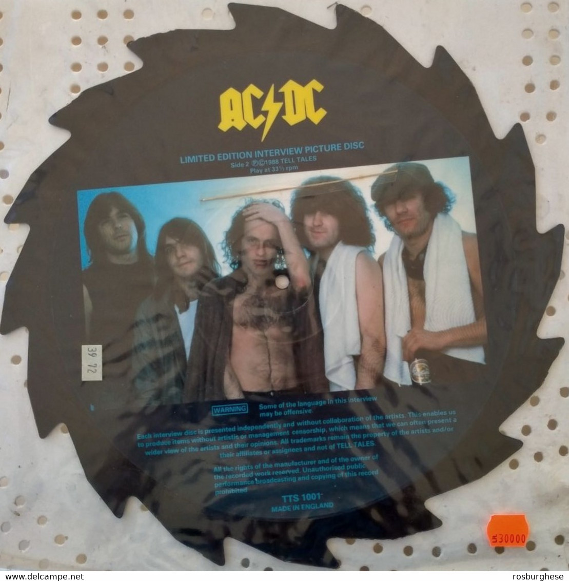 AC/DC Limited Edition Interview Picture Disc 12" Vinile SAGOMATO SHAPE A Forma Di Lama NUOVO - Edizioni Limitate