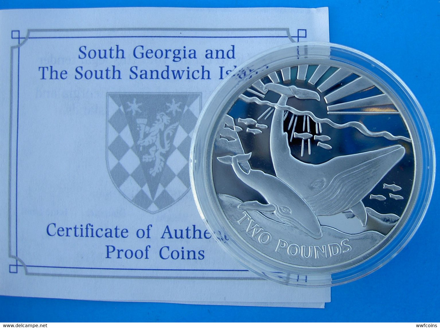 SOUTH GEORGIA AND THE SOUTH SANDWICH ISLAND 2017 2 POUND ARGENTO 925 PESO 28,28 2000 PEZZI CONIATI BLUE WHALE IN COFANET - Sonstige – Ozeanien