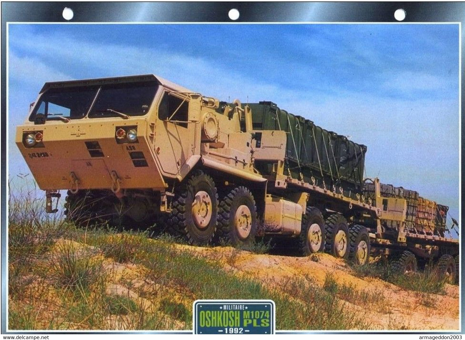 C2/ FICHE CARTONNE CAMION MILITAIRE US 1992 OSHKOSH M1074 PLS - Trucks