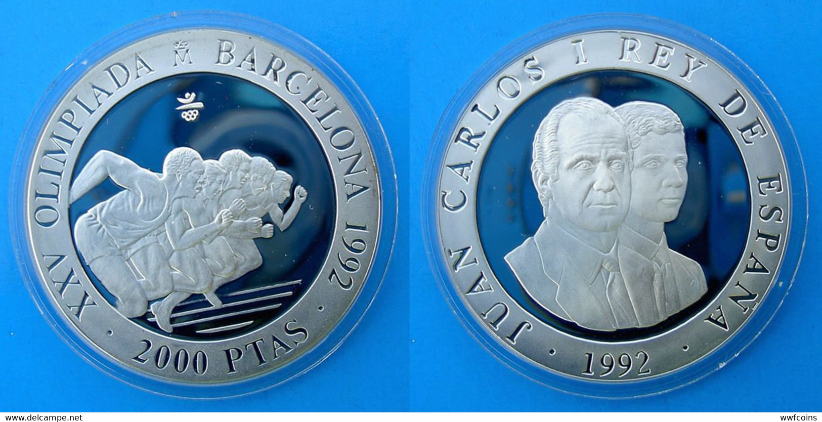 SPAIN 2000 P 1990 ARGENTO PROOF OLIMPIADI BARCELLONA XXV RUNNERS PESO 27g. TITOLO 0,925 CONSERVAZIONE FONDO SPECCHIO UNC - 2 000 Pesetas