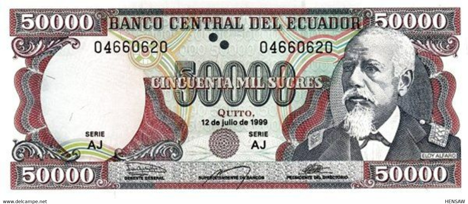 ECUADOR 50000 SUCRES 1999 P 130e UNC SC NUEVO - Equateur