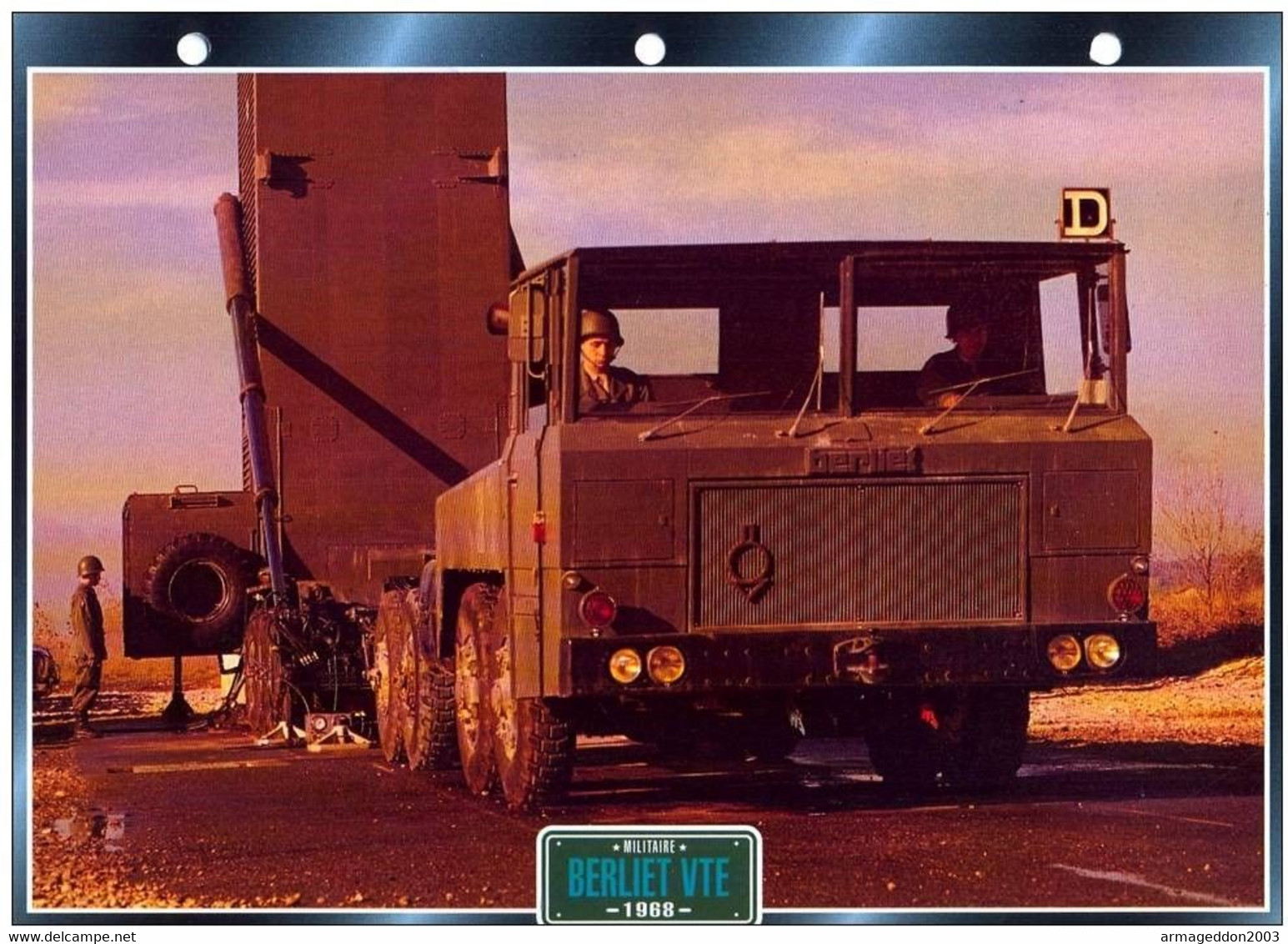 C2/ FICHE CARTONNE CAMION MILITAIRE FRANCE 1968 BERLIET VTE - Vrachtwagens