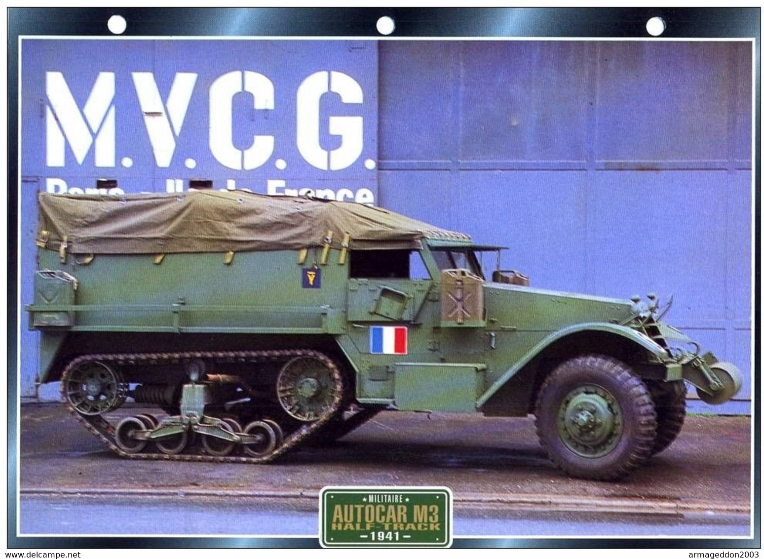 C2/ FICHE CARTONNE CAMION MILITAIRE US 1941 Autocar M3 HALF TRACK - Camion