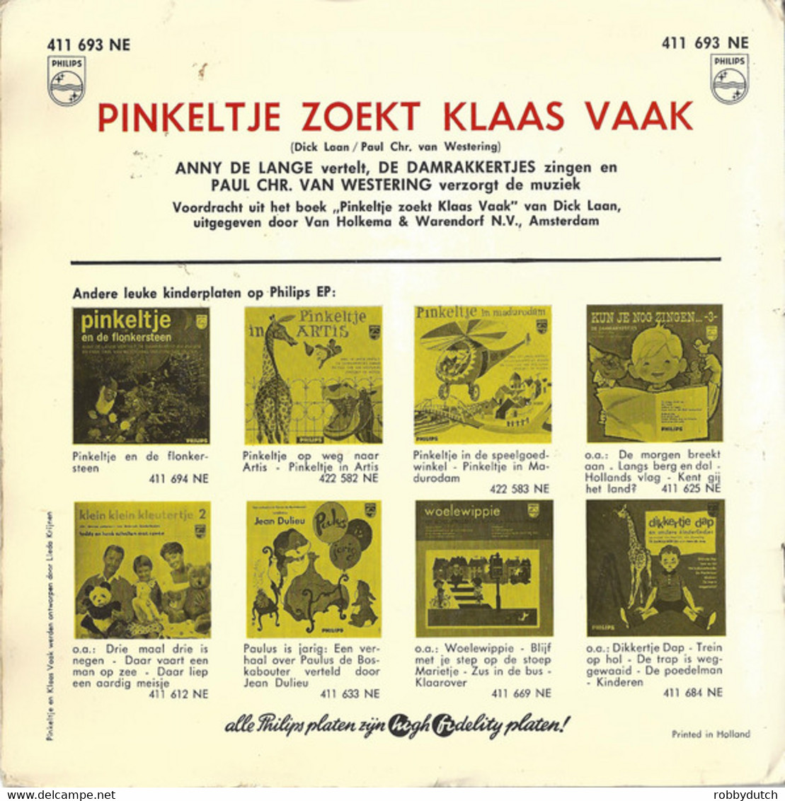 * 7" * PINKELTJE ZOEKT KLAAS VAAK (Holland 1962) - Kinderlieder