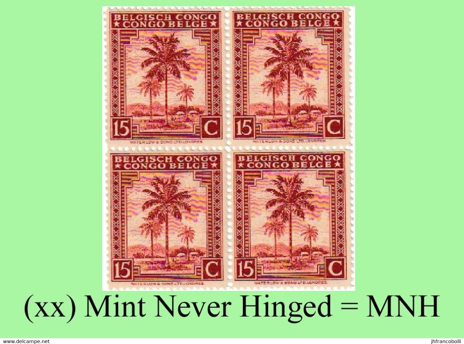 1942 ** BELGIAN CONGO / CONGO BELGE = COB 230 MNH ED BROWN PALM TREE  : BLOCK OF -4- STAMPS WITH ORIGINAL GUM - Blocks & Sheetlets