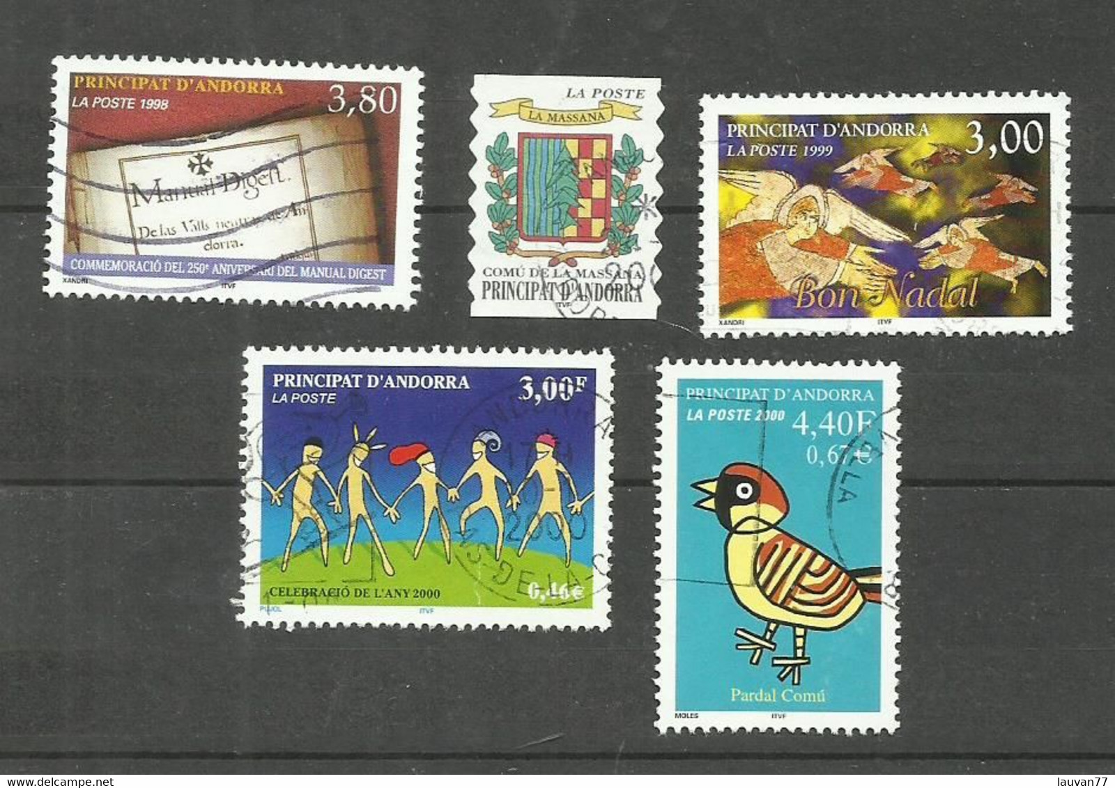 Andorre Français N°511, 512, 524, 525, 533 Cote 4.65€ - Usados