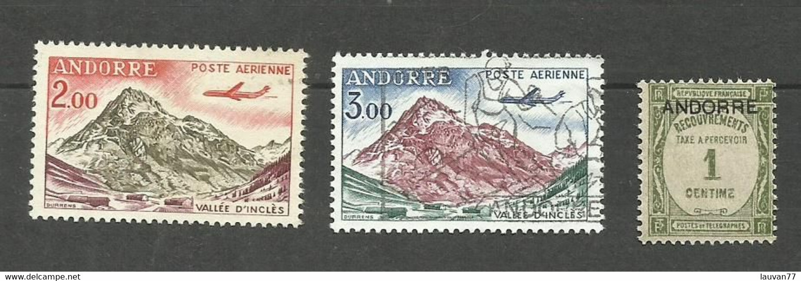 Andorre Français POSTE AERIENNE N°5, 6, Et TAXE N°9 Cote 5.60€ - Airmail
