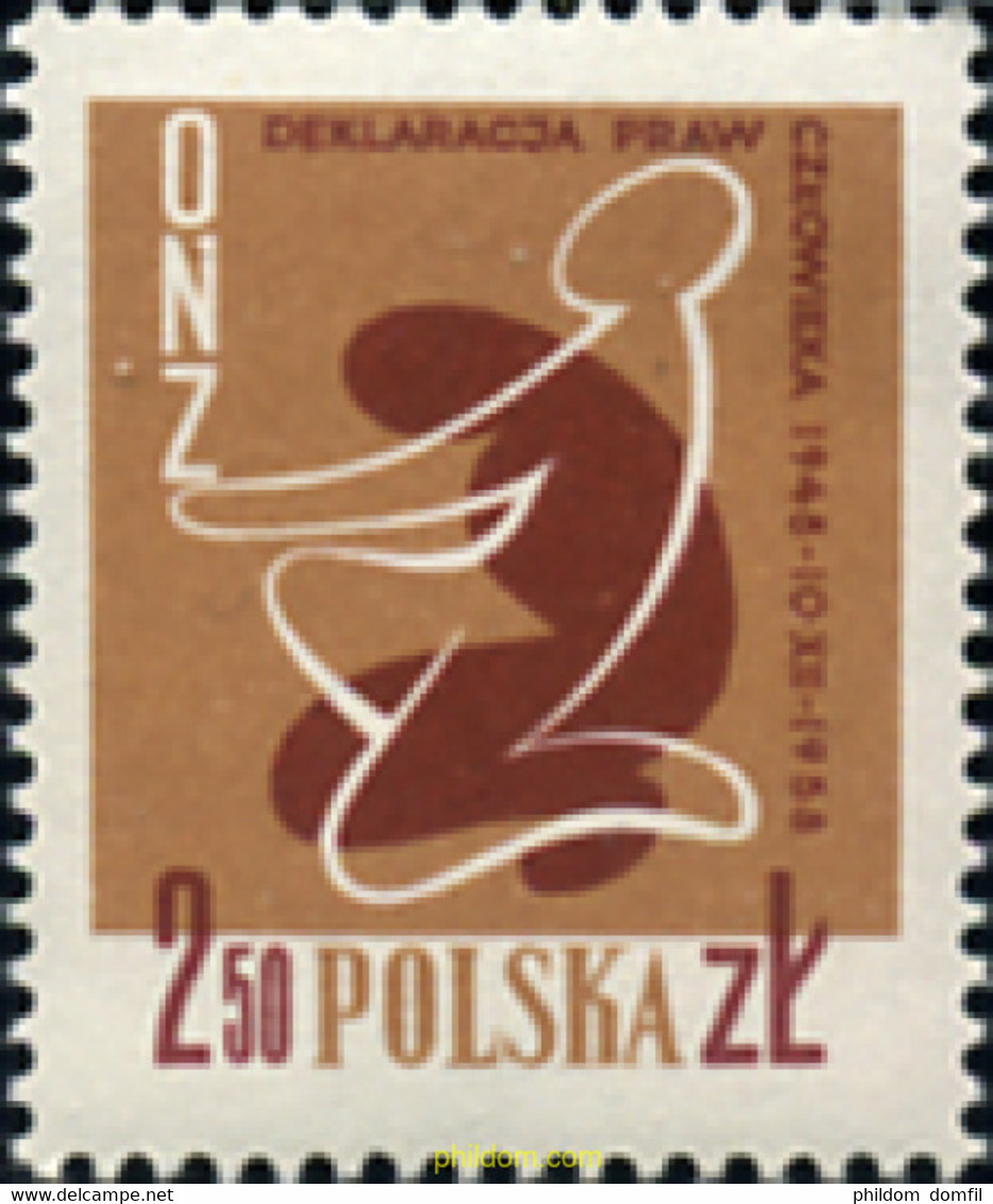 169878 MNH POLONIA 1958 10 ANIVERSARIO DE LA DECLARACION UNIVERSAL DE LOS DERECHOS DEL HOMBRE - Zonder Classificatie