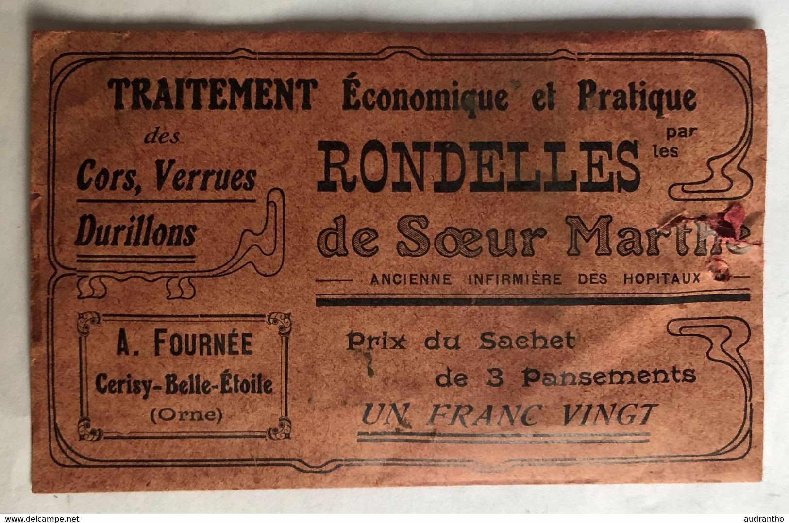 A. Fournée Cerisy Belle Etoile - Ancien Sachet De Traitement Cors Rondelles De Soeur Marthe - Médecine Pharmacie - Medizinische Und Zahnmedizinische Geräte