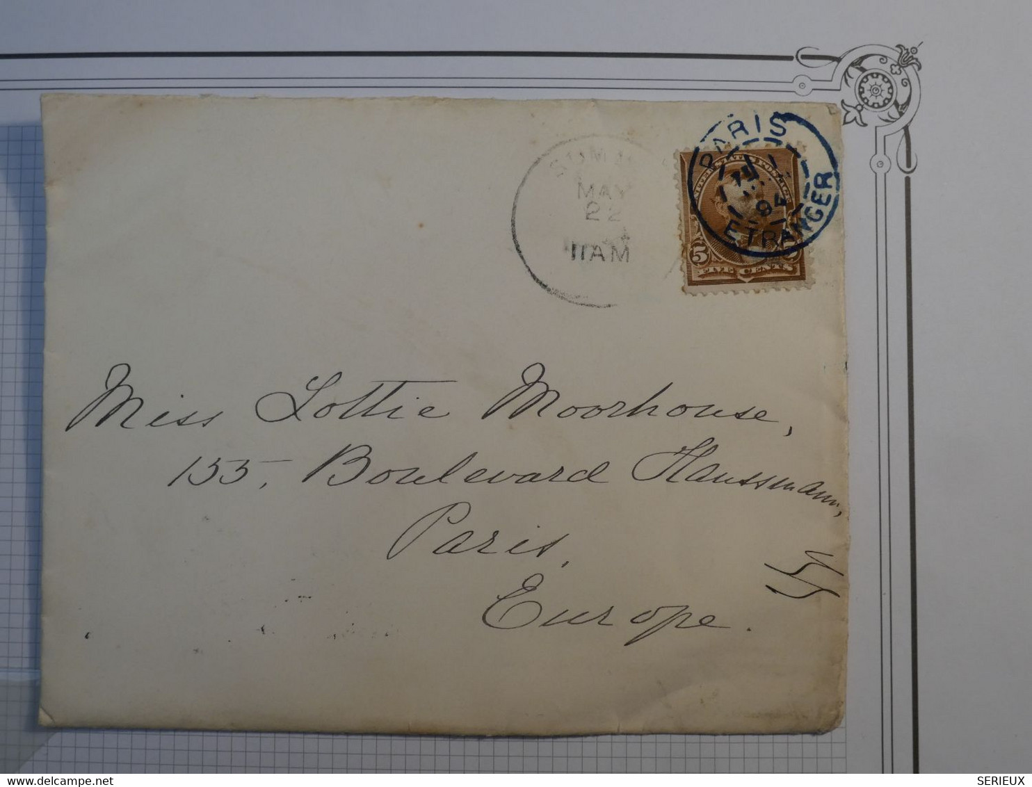 BL8 ETATS UNIS  BELLE LETTRE   1894 NEW YORK  A  PARIS FRANCE  +  N°74 +AFFR.INTERESSANT ++ - Lettres & Documents