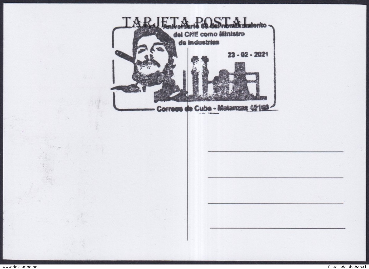 TMA-736 CUBA 2021 MAXIM CARD MATANZAS RED SPECIAL CANCEL ERNESTO CHE GUEVARA. - Maximum Cards