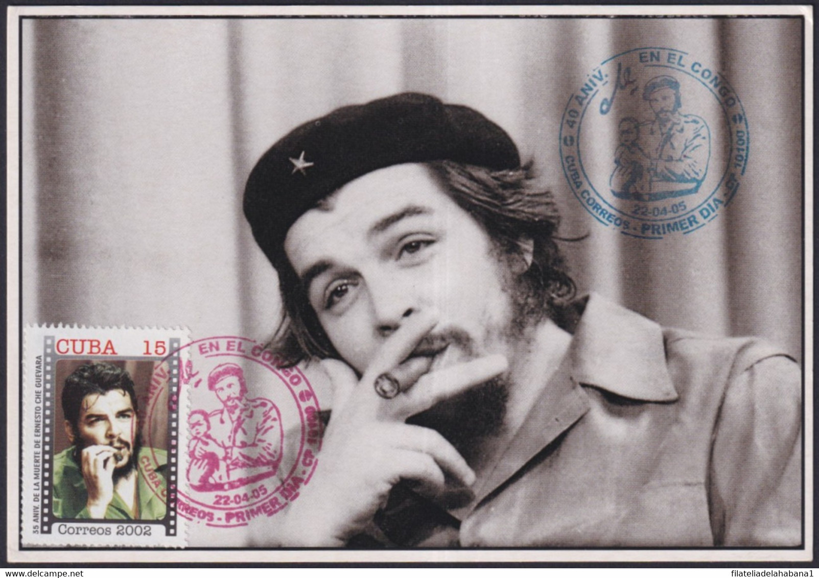 TMA-742 CUBA 2005 MAXIM CARD SPECIAL CANCEL ERNESTO CHE GUEVARA IN CONGO. - Maximum Cards