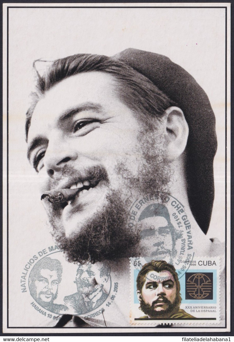 TMA-743 CUBA 2005 MAXIM CARD SPECIAL CANCEL ERNESTO CHE GUEVARA & ANTONIO MACEO. - Maximum Cards