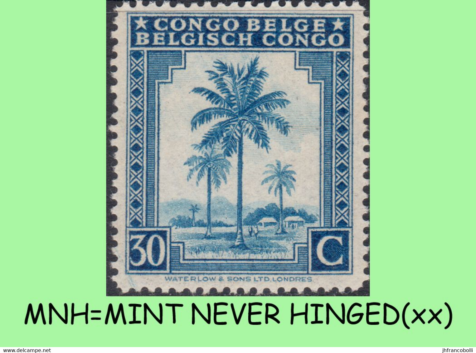 1942 ** BELGIAN CONGO / CONGO BELGE = COB 253 MNH CLEAR BLUE PALM TREE : BLOC OF -4- STAMPS WITH ORIGINAL GUM - Blokken