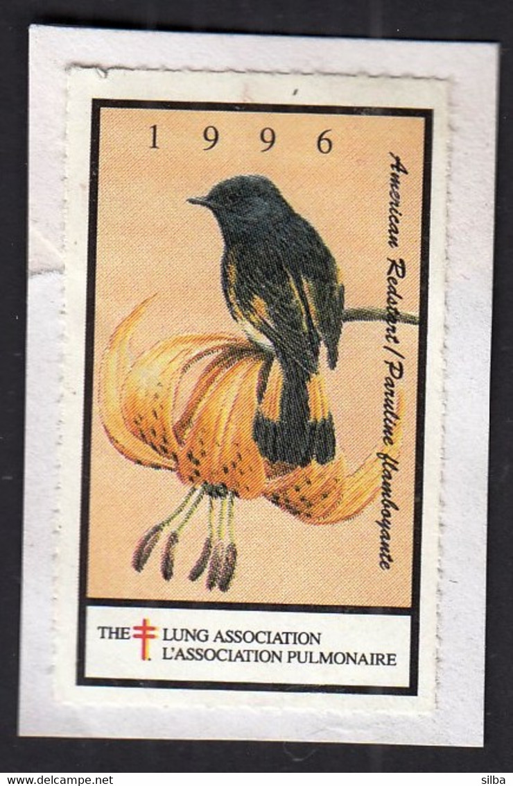 Canada 1996 / Lung Association / Bird American Redstart / Tuberculosis Charity Stamp, Vignette, Cinderella - Werbemarken (Vignetten)