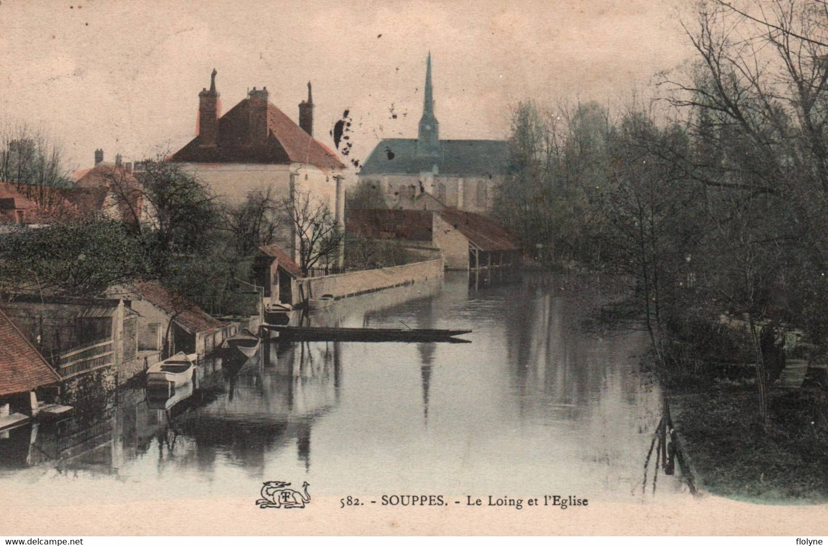 Souppes - Le Loing Et L'église - Lavoir - Souppes Sur Loing