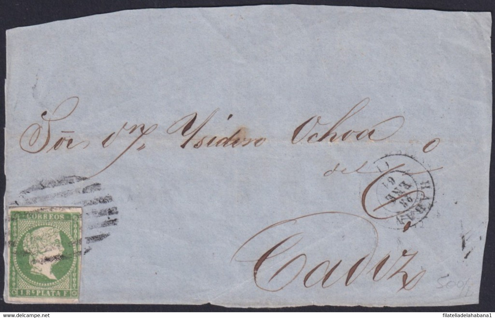1857-352 CUBA SPAIN ANTILLES 1857 FRONT COVER 1r TO CADIZ. - Voorfilatelie