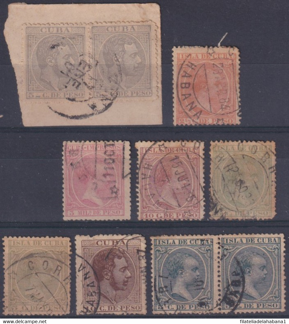 1890-118 CUBA SPAIN 1884-1890 ALFONSO XIII HABANA CANCEL STAMPS LOT - Prephilately