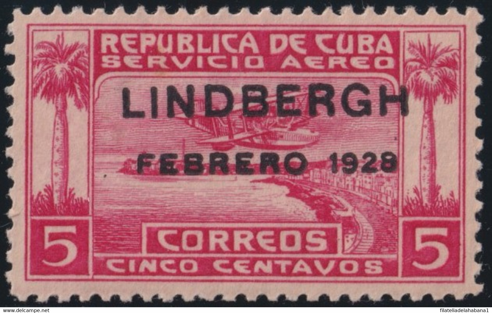 1928-177 CUBA REPUBLICA 1928 MLH LINDBERGHT “SMALL H” POSITION. - Ongebruikt