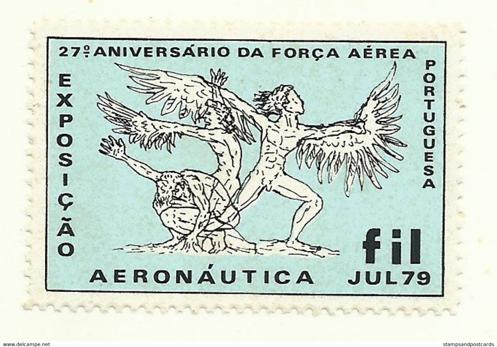 Portugal Carte Avec Vignette 1979 Expo Aeronautique Anniversaire Armée De L' Air Cinderella On Cover Airforce Airshow - Ortsausgaben
