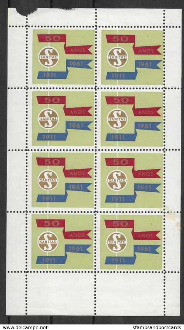 Portugal Feuillet Vignette Publicitaire 1961 Sanitas Laboratoire Pharmacie Publicitary Cinderella Sheetlet Pharmacy - Local Post Stamps