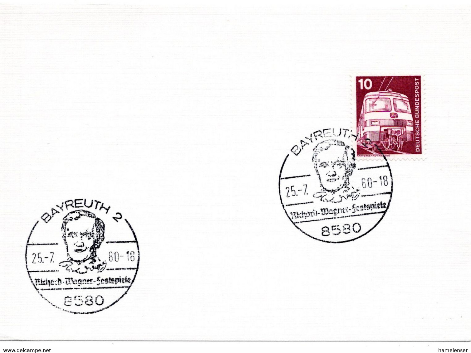 56434 - Bund - 1980 - 10Pfg I&T EF A Kte SoStpl BAYREUTH - RICHARD-WAGNER-FESTSPIELE - Music