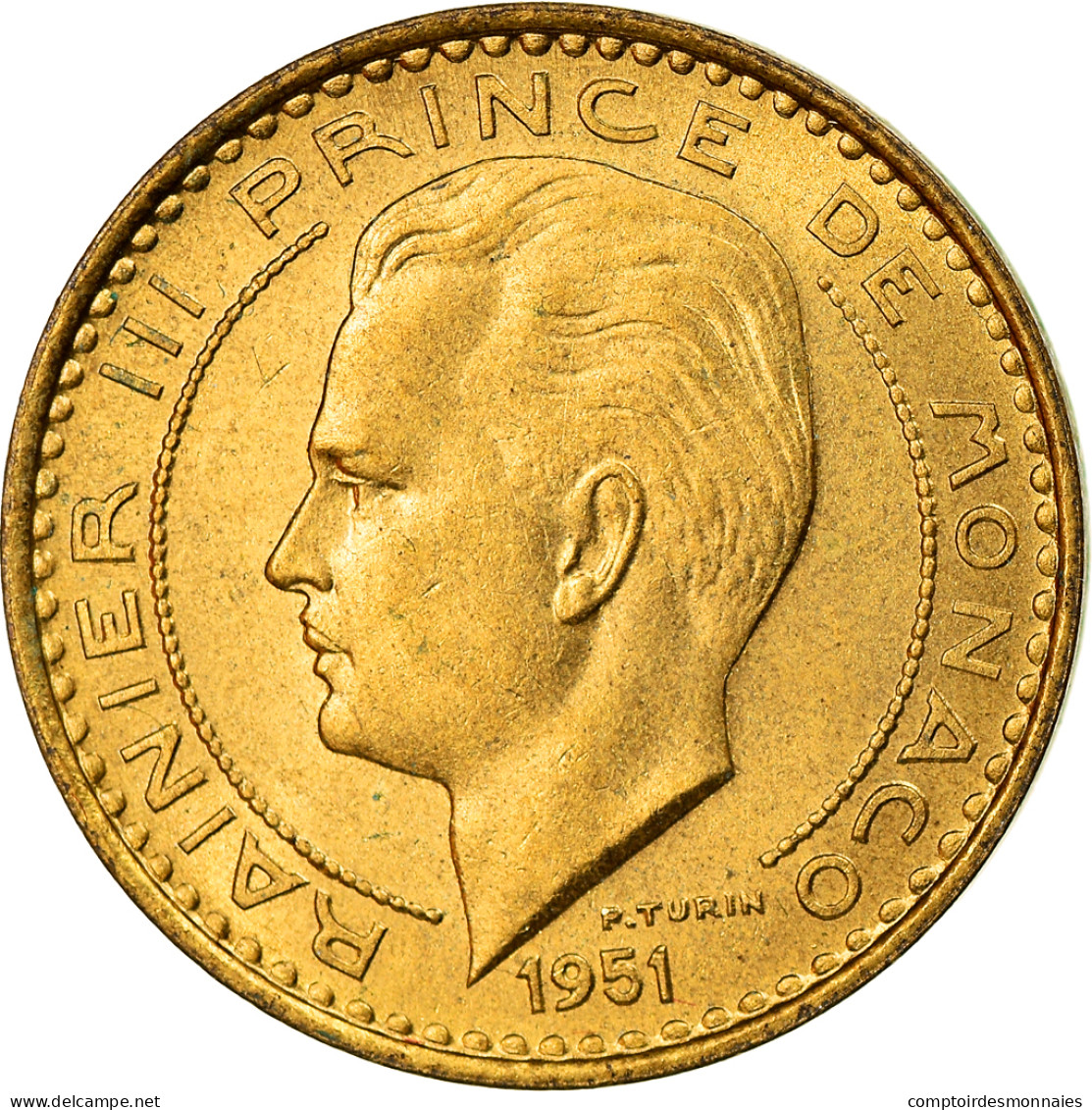 Monnaie, Monaco, Rainier III, 10 Francs, 1951, SUP, Aluminum-Bronze, Gadoury:MC - 1949-1956 Anciens Francs