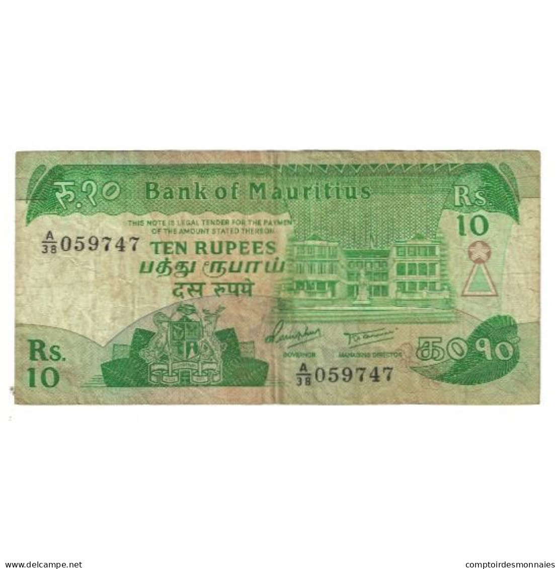 Billet, Mauritius, 10 Rupees, KM:35a, TB - Maurice