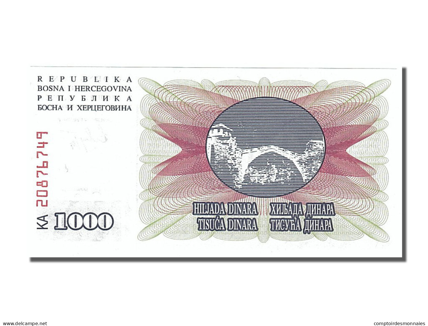 Billet, Bosnia - Herzegovina, 1000 Dinara, 1992, 1992-07-01, NEUF - Bosnia Erzegovina