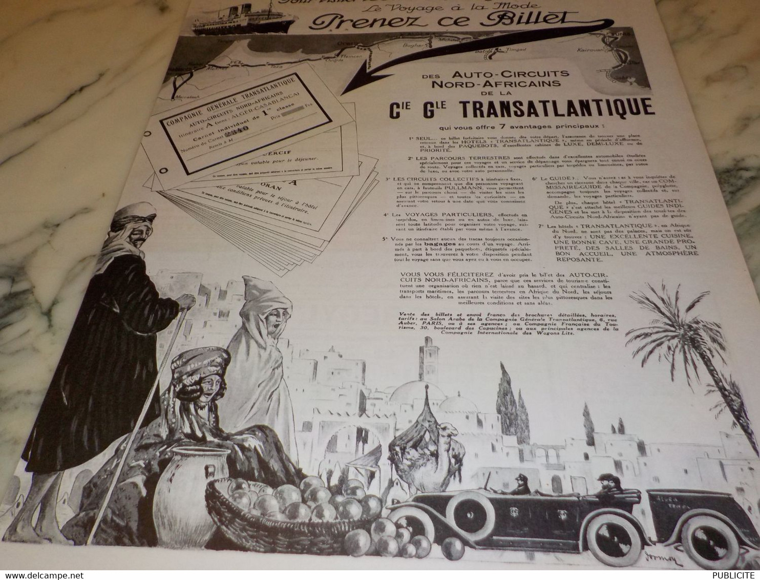 ANCIENNE PUBLICITE CIRCUITS  TRANSATLANTIQUE 1924 - Werbung
