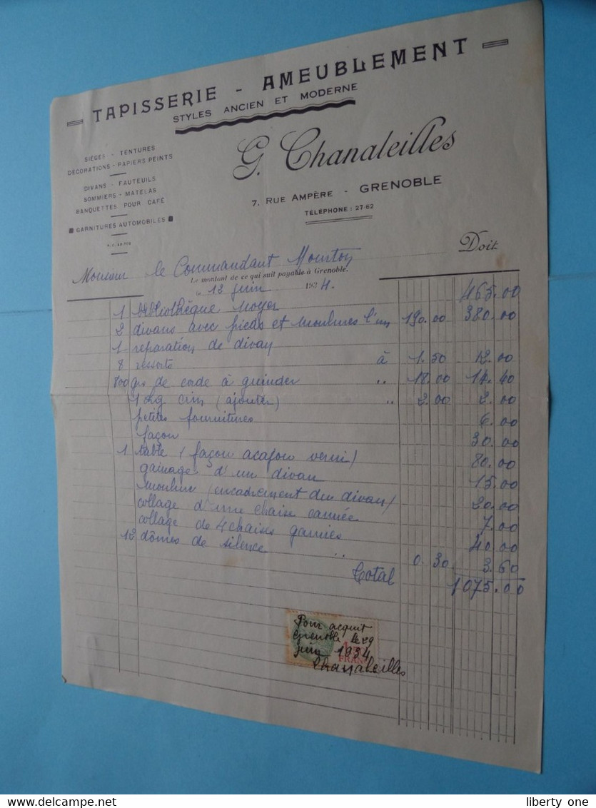 G. CHANALEILLES > Tapisserie - Ameublement > GRENOBLE (  Voir / Zie Scan ) Anno 1934 - 1900 – 1949