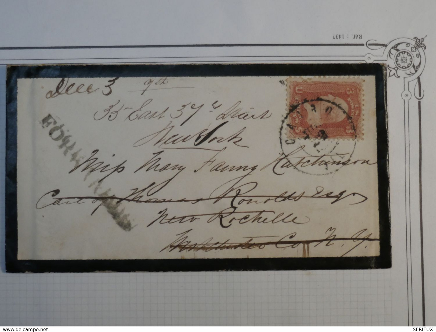 BL8 ETATS UNIS  BELLE   LETTRE   1863 POUR NEW YORK  +3C  + AFFR. INTERESSANT ++ - Covers & Documents