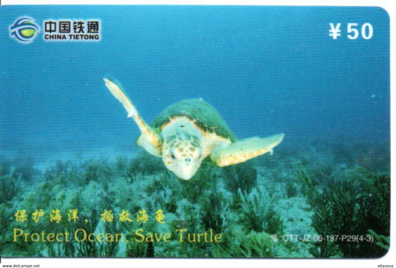 Tortue Tortoise Turtle Cayman Télécarte Chine Phonecard  Telefonkarte (W 557) - Cina