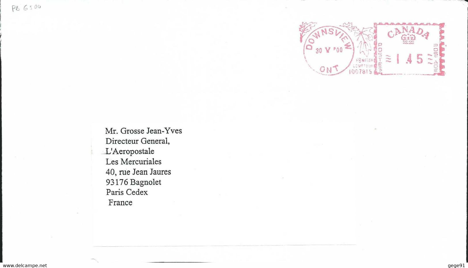 Ema Pitney Bowes - Lettre De Dowsview Pour La France - Lettres & Documents