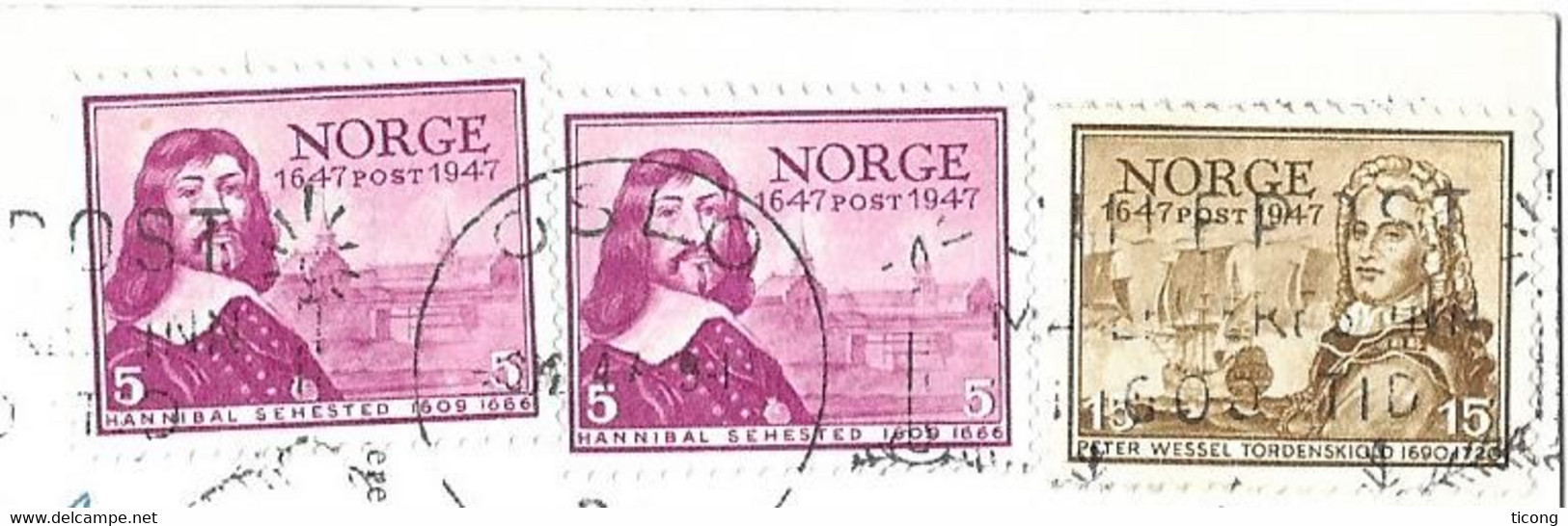 OSLO NORVEGE - FLAMME OSLO SUR TIMBRES SERIE POSTAL 1947, CARTE DE L UNIVERSITE, STATUE DE MUNCH, POUR LE VESINET FRANCE - Covers & Documents