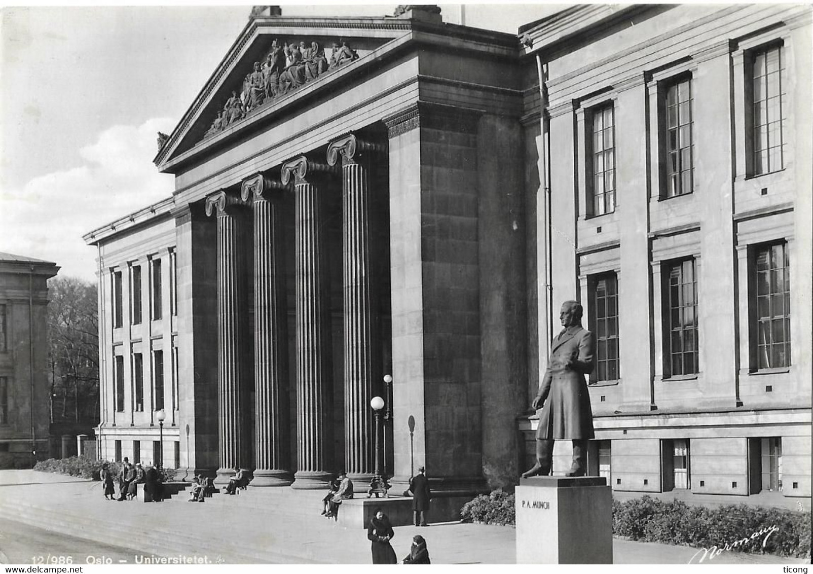 OSLO NORVEGE - FLAMME OSLO SUR TIMBRES SERIE POSTAL 1947, CARTE DE L UNIVERSITE, STATUE DE MUNCH, POUR LE VESINET FRANCE - Lettres & Documents