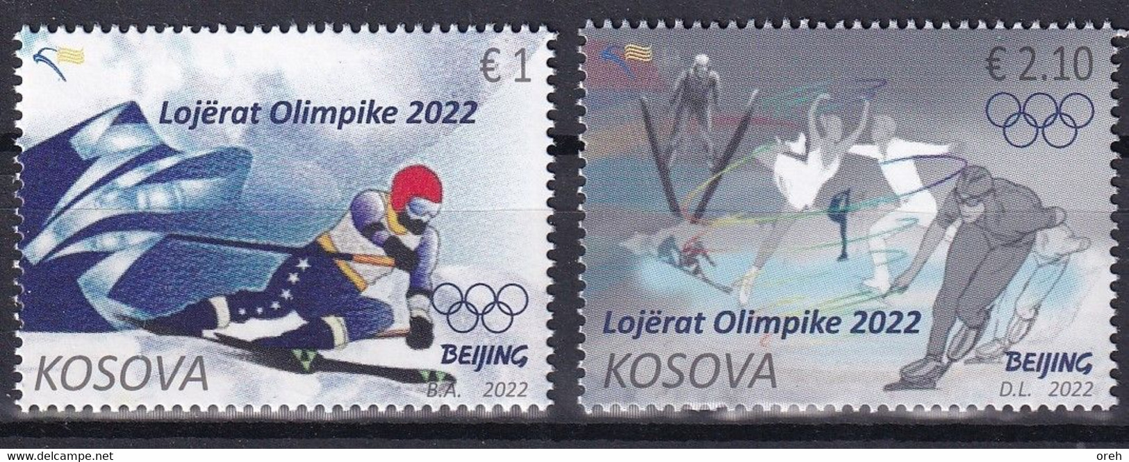 KOSOVO 2022,WINTER OLYMPIC GAMES,BEIJING,SPORT,SKI,JUMPING,BLOCK,2V,ICE SKATING,MNH - Inverno 2022 : Pechino