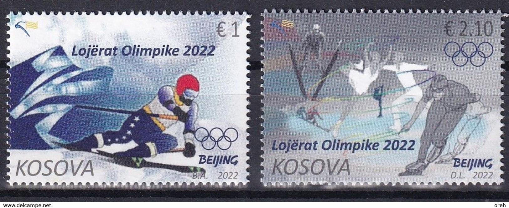 KOSOVO 2022,WINTER OLYMPIC GAMES,BEIJING,SPORT,SKI,JUMPING,BLOCK,2V,ICE SKATING,MNH - Invierno 2022 : Pekín