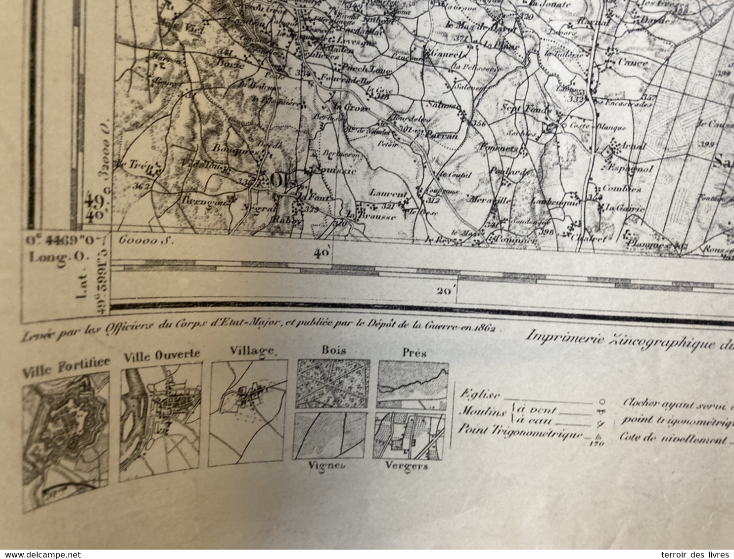 Carte état Major FIGEAC 1862 1886 FOURNOULES St-Constant Mourjou St-Santin St-Santin-De-Maurs St-Parthem Le-Trioulou St- - Midi-Pyrénées