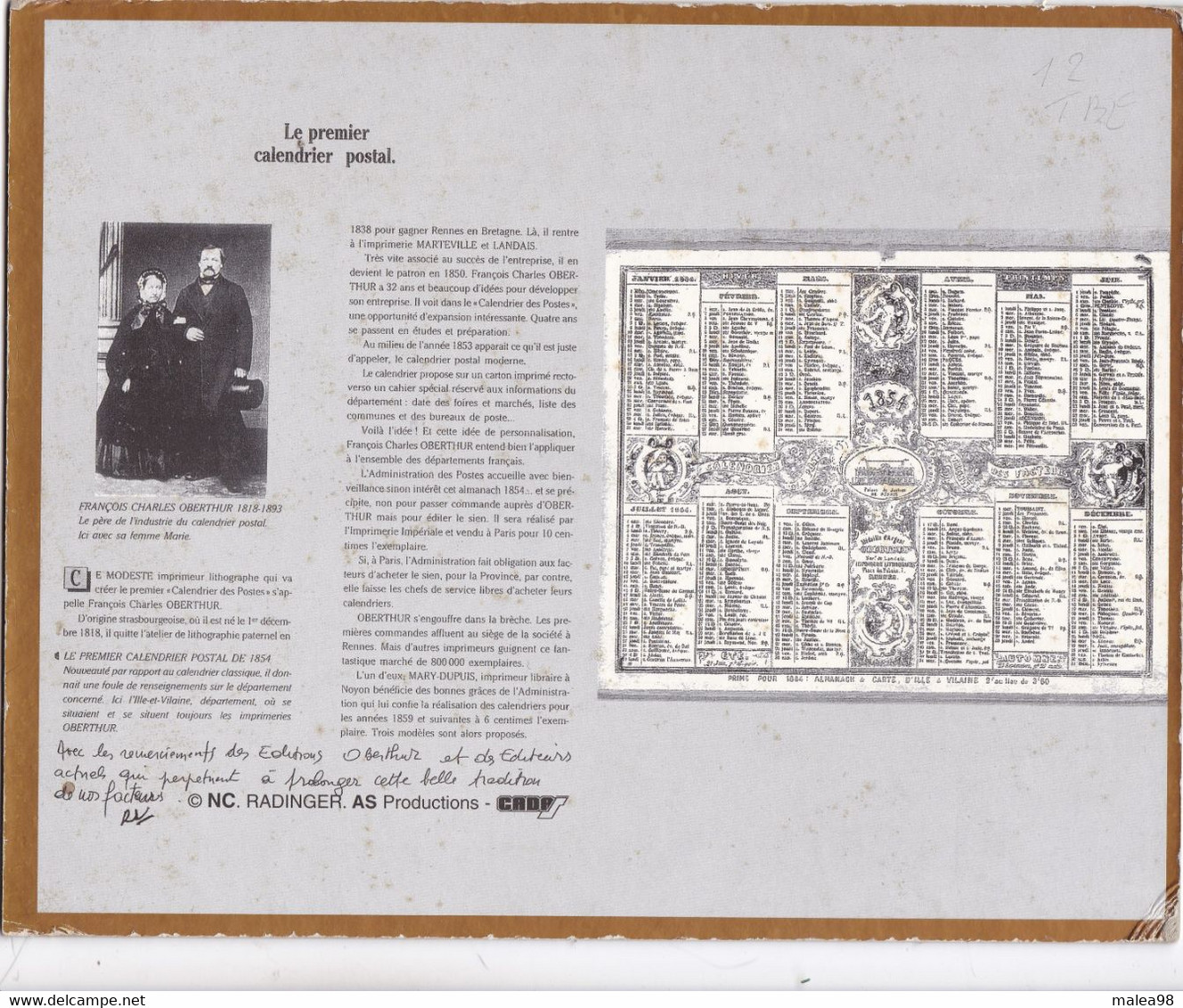 ALMANACH 1935 DES POSTES ET DES  TELEGRAPHES  ,,,,SANS PAGES INTERIEURES D'origine  VOIR LE VERSO - Grand Format : 1921-40