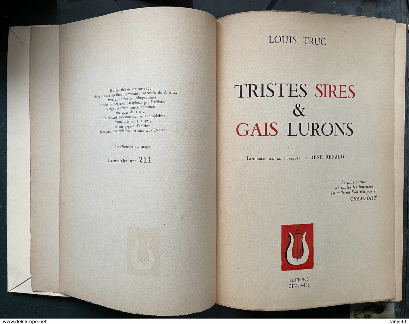 1946 - Grand Ouvrage De Louis Truc "Tristes Sires & Gais Lurons" - Roman Noir - édition Limitée Numérotée - - Novelas Negras