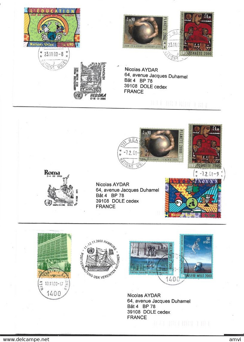 23- 0005 Lot De 11 Enveloppes Nations Unies - Verzamelingen & Reeksen