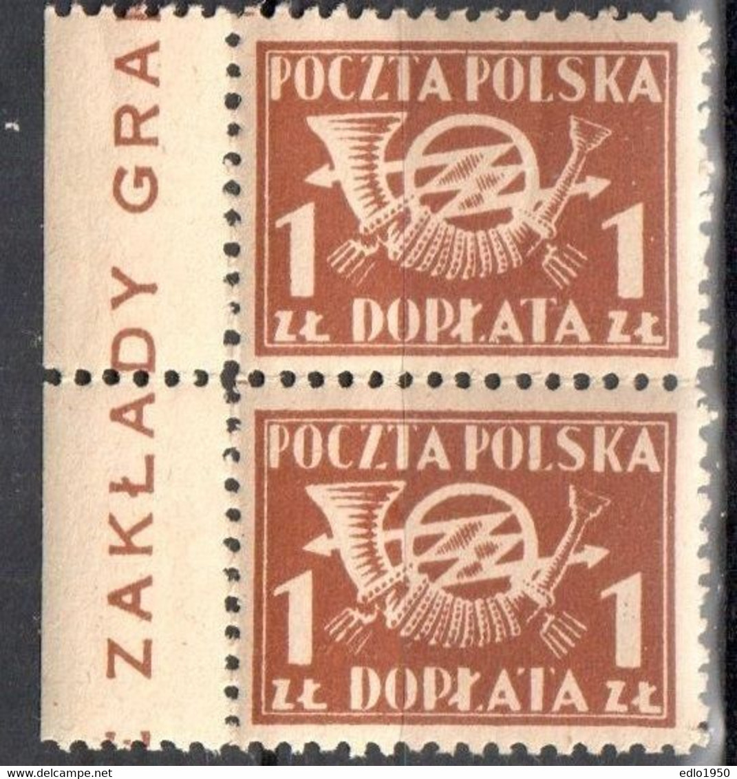 Poland 1945 - Postage Due - Mi.2x100 - MNH(**) - Strafport