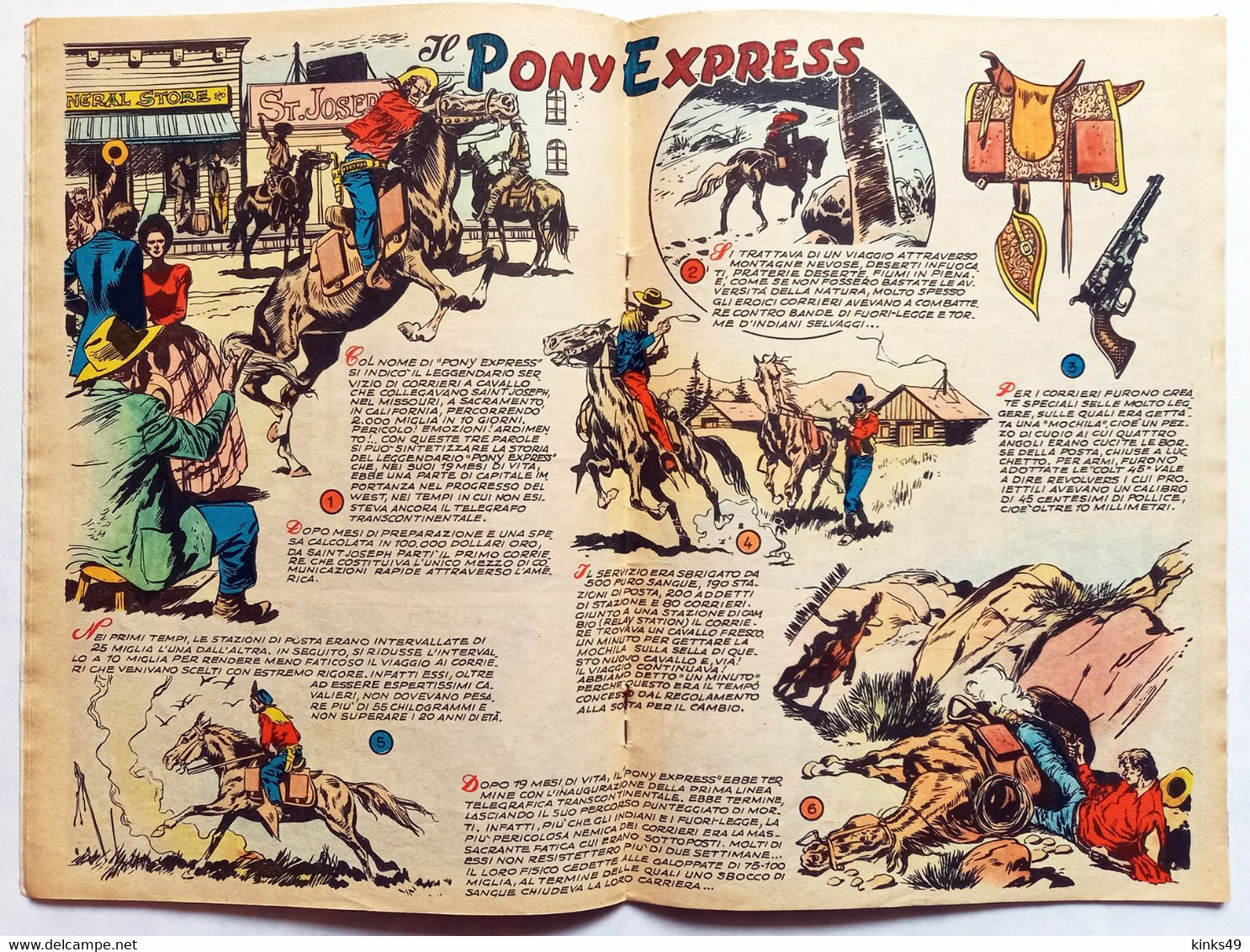 B218> PECOS BILL Albo D'Oro Mondadori N° 22 Del 28 OTT. 1954 ( Il Mistero Del Pony Express ) - Premières éditions