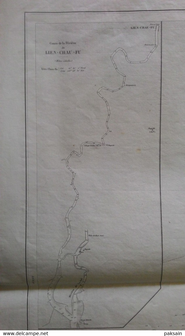 Carte Chine 1878 croquis Mouillage de PA-KOI PAK-HOI Golfe du Tonkin Rivière de Lien-Chau-Fu map China